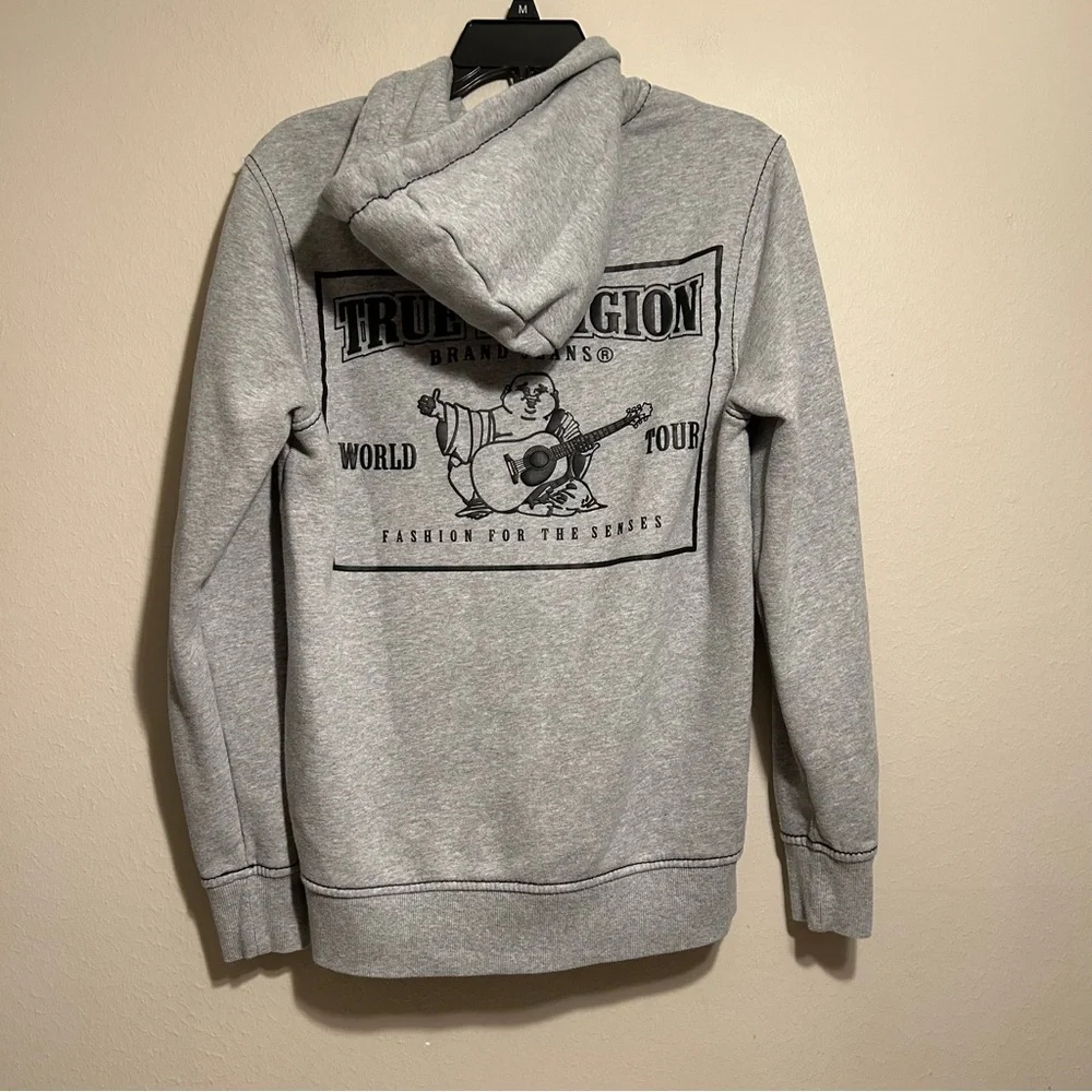 True Religion Men’s Big T‎ Zip Hoodie Full Zip Gray Size S